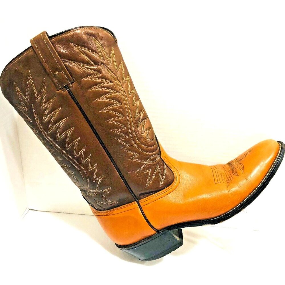 Acme Circle A Mens 9.5D Western Leather Boots USA Cowboy Ringo Tooled Ranch